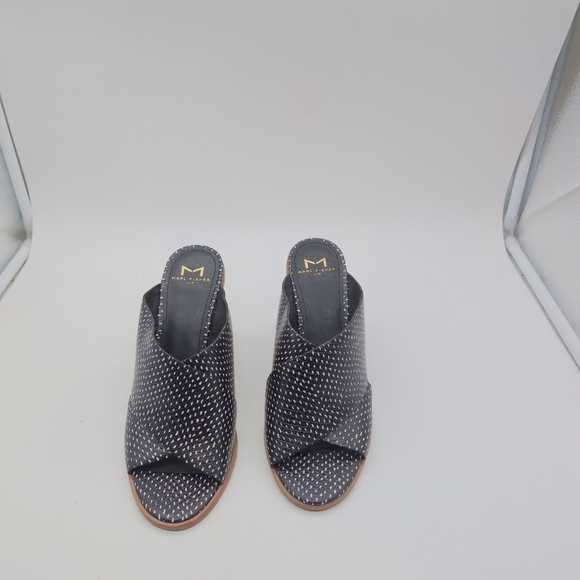 Women's Black and White Polka Dot Heeled Mules Mivolla By Marc Fisher - Picture 2 of 9